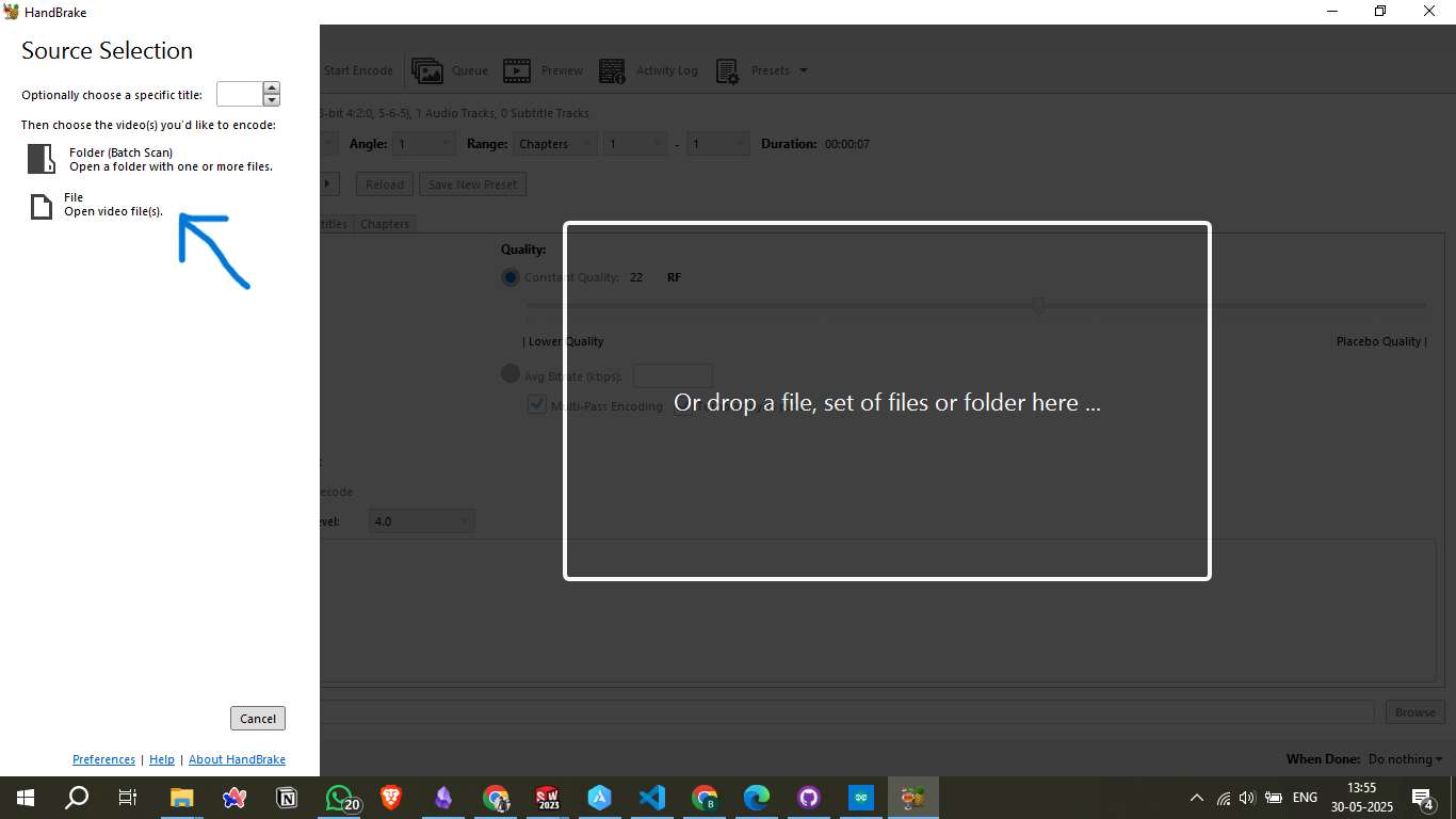 HandBrake File Selection